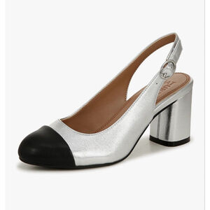 NEW Naturalizer Sophie Cap Toe Slingback Pump Silver Metallic 5.5 $120